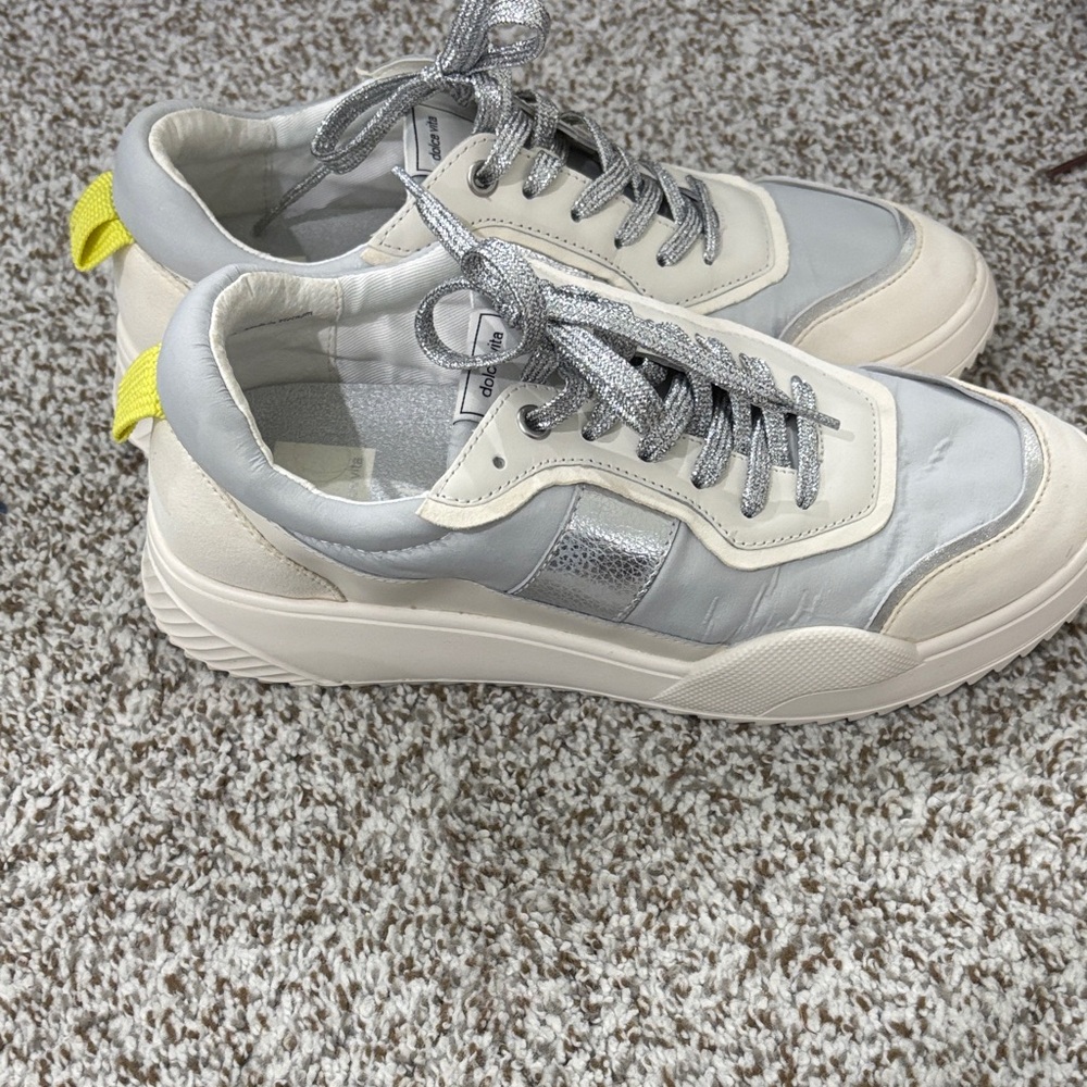 Dolce Vita Silver and Cream Sneakers